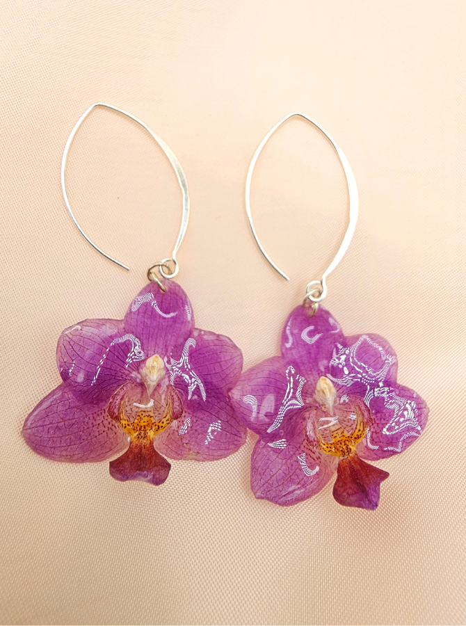 Pendientes Mini Phalaenopsis Cuarzo Rosa