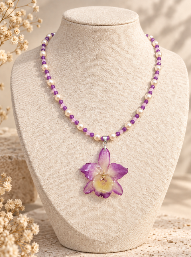 Collar Dendrobium Nobile Amatista