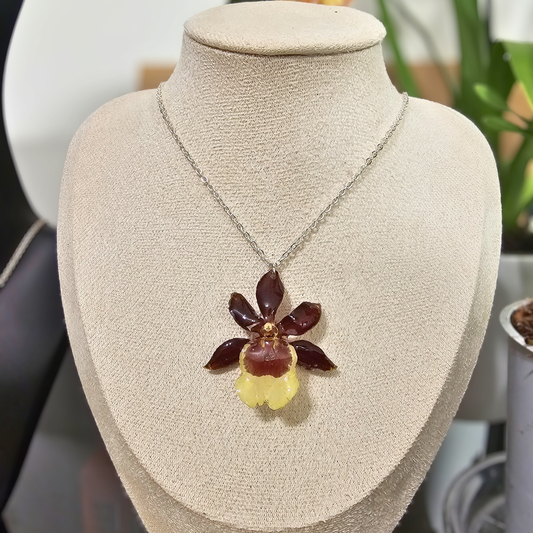 Collar Orquídea Chocolate & Amarillo🤎💛