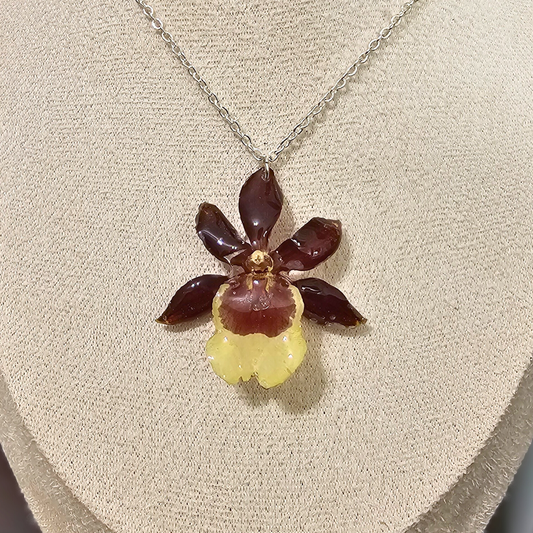 Collar Orquídea Chocolate & Amarillo🤎💛